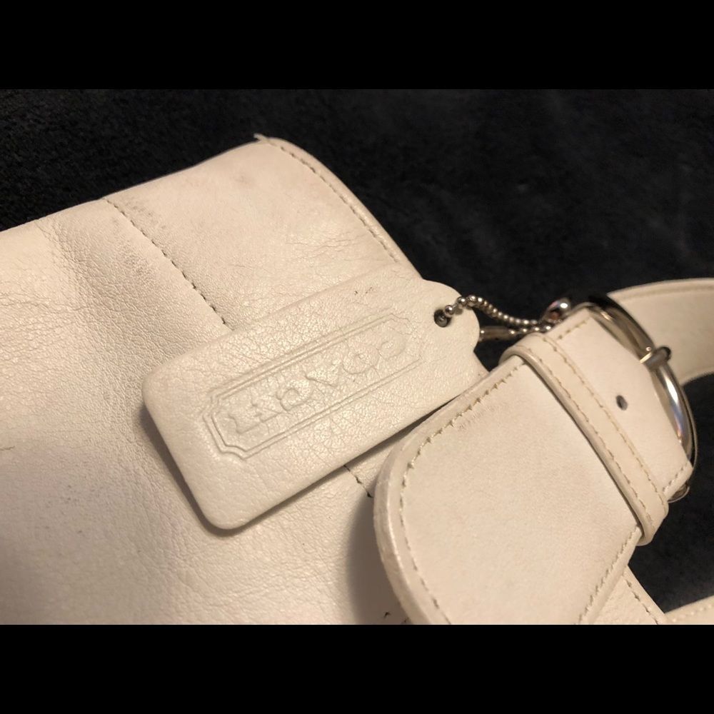Vintage Coach White Leather Bucket Bag
